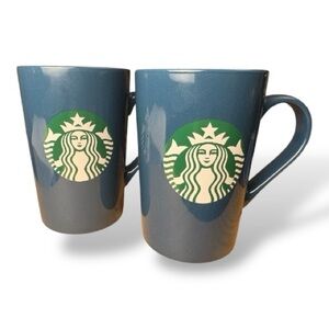 Starbucks Mugs Mermaid Logo Marine Blue Set Of 2 11 OZ Christmas Gift Set